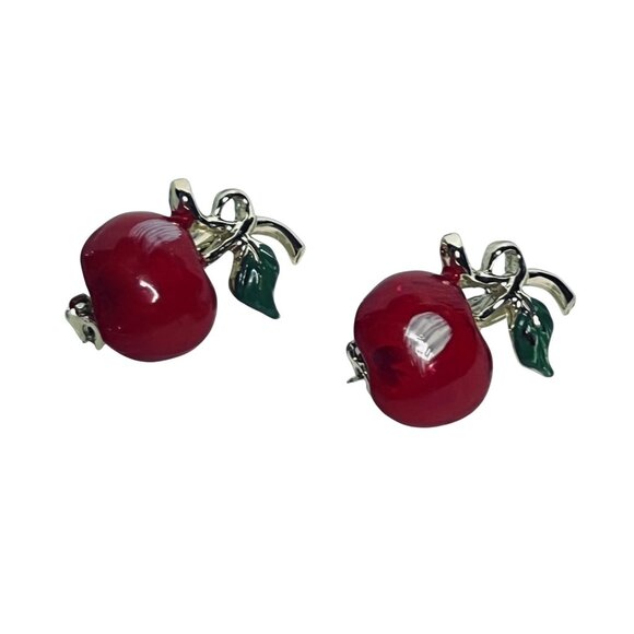 Gold Tone, Red, Green And White Apple Pins (6075) - Picture 1 of 4